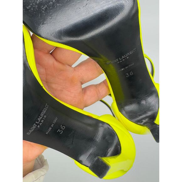 SAINT LAURENT Amber Ankle Strap Sandals in Fluo Yellow size EU 36 - Picture 10 of 12